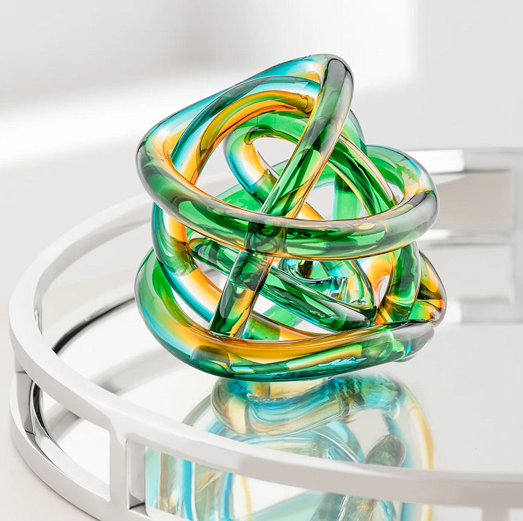 Ocean Sunset Blown Glass Knot Sculpture - Nautical Luxuries