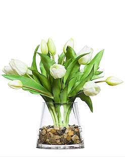 White Tulip Accent Bouquet Yacht Silks Arrangement - Nautical Luxuries
