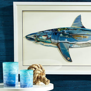 Bluewater Shark Handmade 3-D Framed Paper Collage - Nautical Luxuries