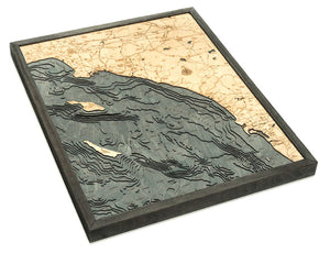 3-D Framed Wood Bathymetric Charts - Nautical Luxuries