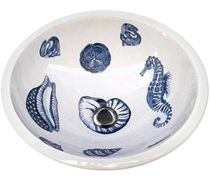 Blue Sea Life Hand-Painted Sink - Nautical Luxuries