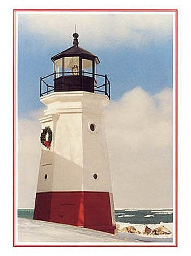 Vermilion Lighthouse Holiday Cards - Nautical Luxuries