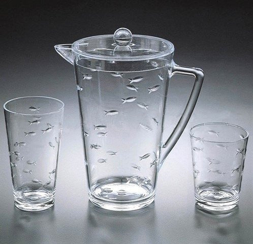 School Of Fish Acrylic Pitcher & Beverage Glass Sets - Nautical Luxuries