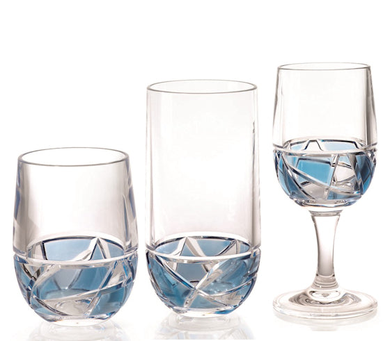 Niagara Blue Fracture Acrylic Glass Sets - Nautical Luxuries