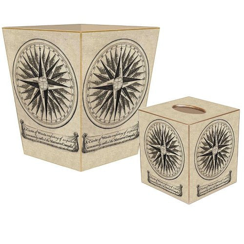 Decoupage Compass Rose Wood 2-Pc. Bath Sets - Nautical Luxuries