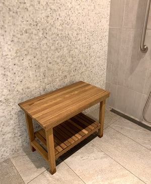 Slatted Teak Heavy-Duty Shower & Spa Bench - Nautical Luxuries