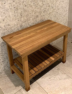 Slatted Teak Heavy-Duty Shower & Spa Bench - Nautical Luxuries