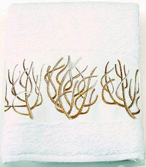 Luxury Plush Embroidered Coral Towels & Mats - Nautical Luxuries