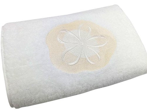 Sanibel Island Embroidered Sand Dollar Towels - Nautical Luxuries