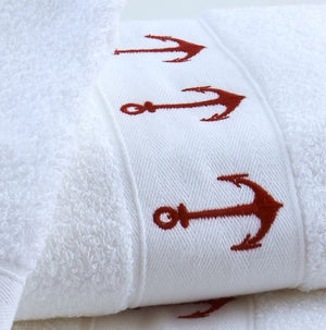 Classic Anchors Embroidered Quick-Dry Towel Sets - Nautical Luxuries