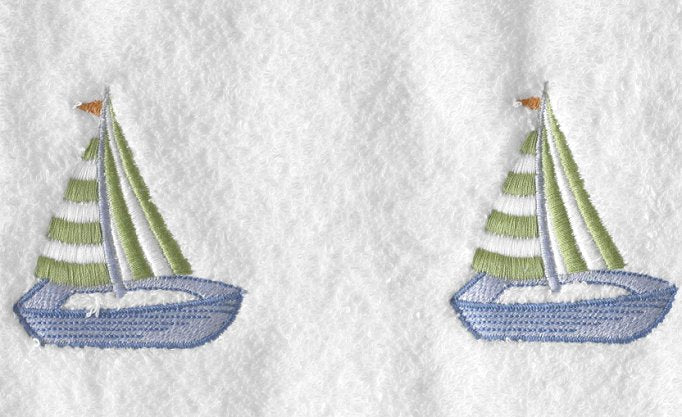 Summer Sailboat Embroidered Quick-Dry Towel Set - Nautical Luxuries