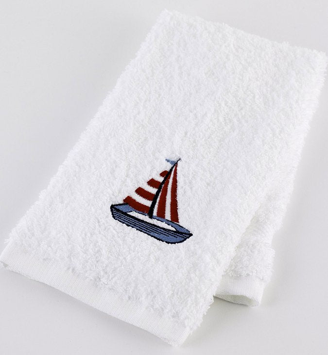 Summer Sailboat Embroidered Quick-Dry Towel Set - Nautical Luxuries