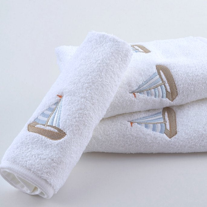 Summer Sailboat Embroidered Quick-Dry Towel Set - Nautical Luxuries