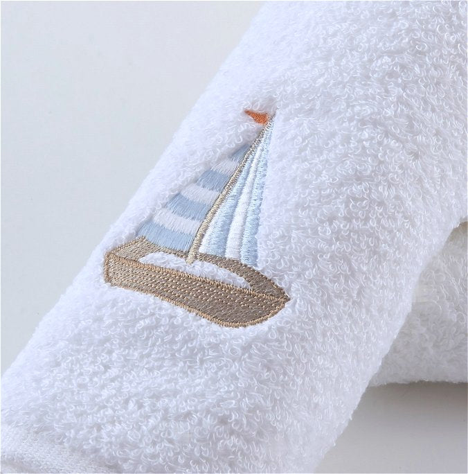 Summer Sailboat Embroidered Quick-Dry Towel Set - Nautical Luxuries