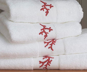 Red Coral Embroidered Quick-Dry Towel Set - Nautical Luxuries