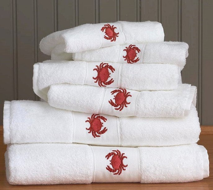 Red Crab Embroidered Quick-Dry Towel Set - Nautical Luxuries