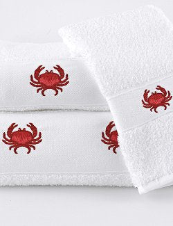 Red Crab Embroidered Quick-Dry Towel Set - Nautical Luxuries