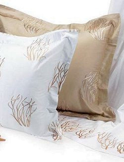 Embroidered Coral Cotton Sateen Bed Linens Close-Outs! - Nautical Luxuries