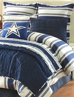 Hatteras Stripe Denim Blue Rustic Bedding Collection - Nautical Luxuries