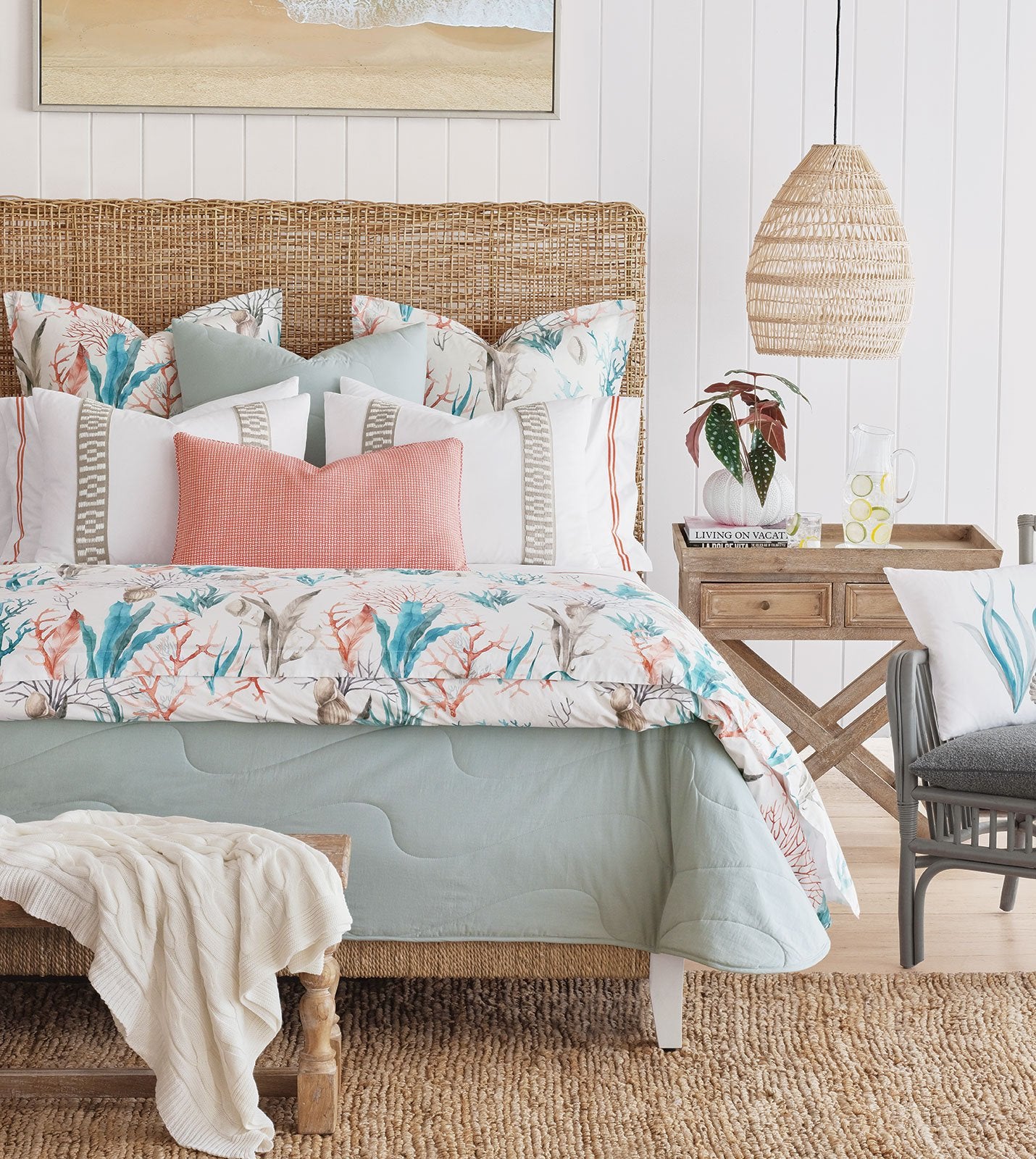 Watercolors Reef Coastal Bedding Set - Nautical Luxuries