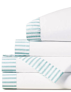 Vintage Beach Sea Ticking Stripe Sheet Set - Nautical Luxuries