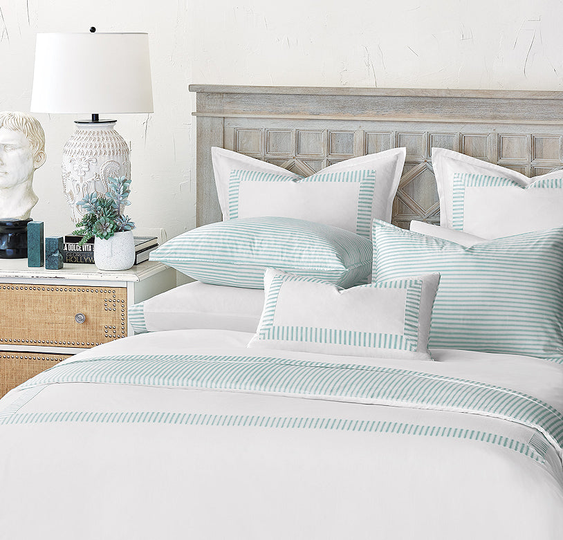 Vintage Beach Sea Ticking Stripe Luxury Coastal Bedding - Nautical Luxuries