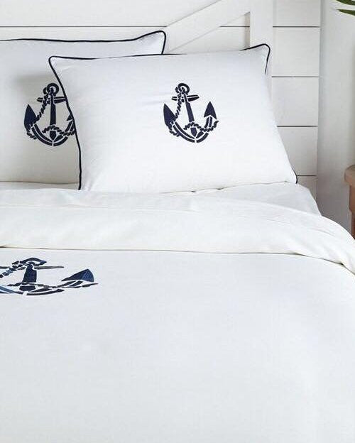 Luxe Nautique Embroidered Anchor Bedding - Nautical Luxuries
