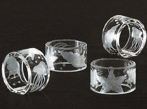 Bohemian Crystal Hand-Engraved Napkin Rings - Nautical Luxuries