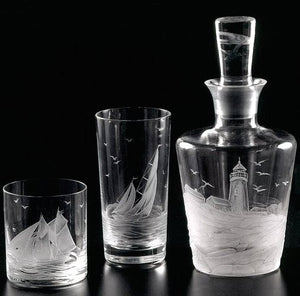 Golden Age of Yachting Hand-Engraved Bohemian Crystal - Nautical Luxuries