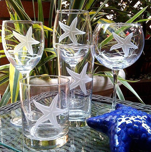 Starfish Garden Coastal Glassware - Nautical Luxuries