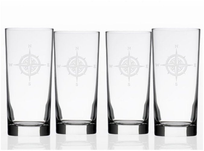 Compass Rose Etched Barware Collection - Nautical Luxuries