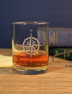 Compass Rose Etched Barware Collection - Nautical Luxuries