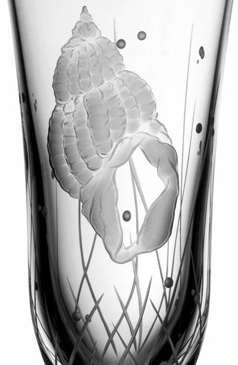 Sea Creatures Hand Engraved Varga Crystal 6-Pc. Champagne Flute Set - Nautical Luxuries