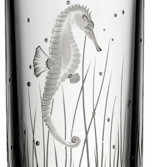 Sea Creatures Hand Engraved Varga Crystal 6-Pc. Hi-Ball Glass Sets - Nautical Luxuries