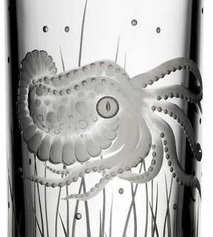 Sea Creatures Hand Engraved Varga Crystal 6-Pc. Hi-Ball Glass Sets - Nautical Luxuries