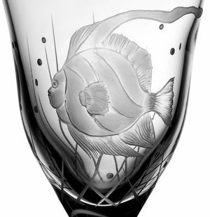 Sea Creatures Hand Engraved Varga Crystal 6-Pc. Wine Glass Set - Nautical Luxuries