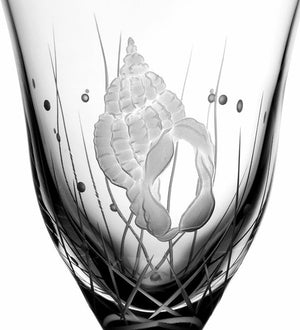 Sea Creatures Hand Engraved Varga Crystal 6-Pc. Wine Glass Set - Nautical Luxuries