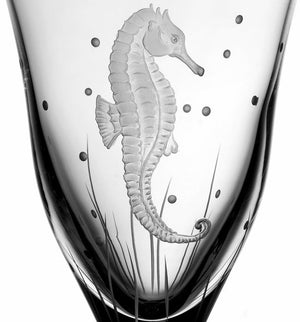 Sea Creatures Hand Engraved Varga Crystal 6-Pc. Water Glass Set - Nautical Luxuries