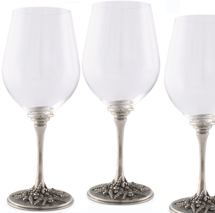 Pewter Seashells Wine Glass Set - Nautical Luxuries