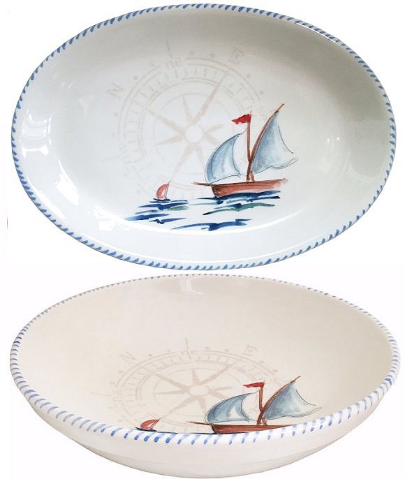 Italian Hand-Painted Ceramics/Barca a Vela - Nautical Luxuries