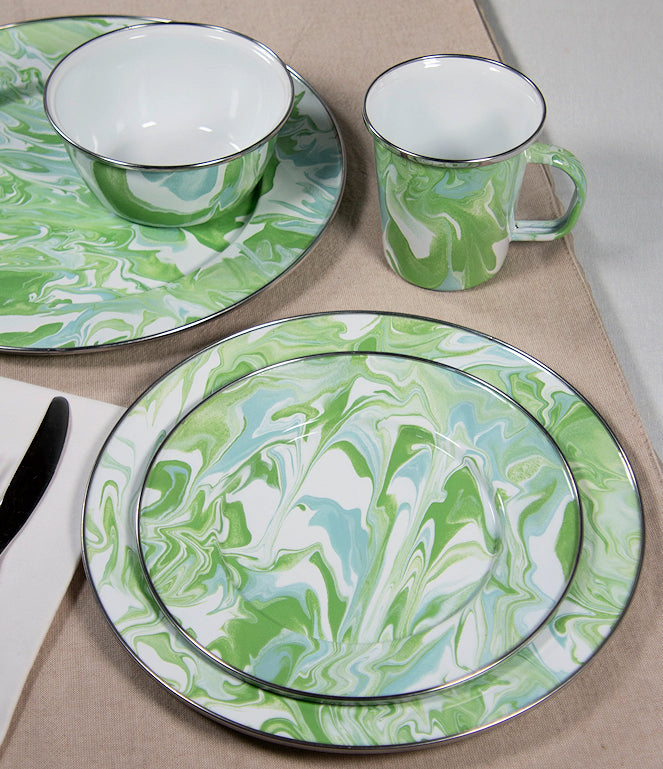 Swirling Seas Porcelain Enamelware Dinnerware - Nautical Luxuries