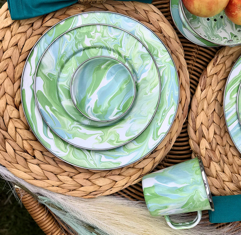 Swirling Seas Porcelain Enamelware Dinnerware - Nautical Luxuries