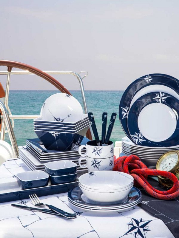 Northern Star Melamine Dinnerware For Six - Nautical Luxuries
