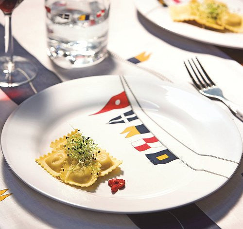Non-Skid Waving Pennants Dinnerware For Six - Nautical Luxuries