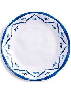 Old World: Santorini Blue Luxury Melamine Dinnerware - Nautical Luxuries