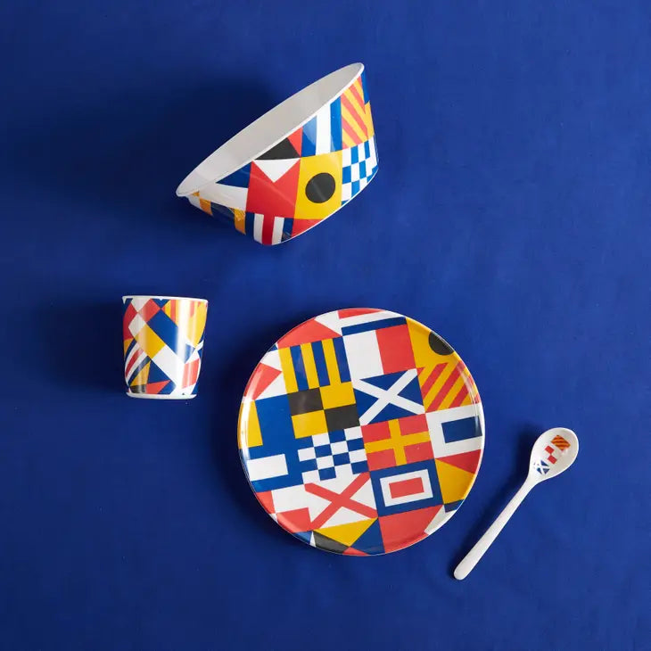 Nautical Code Flags Melamine Kid-Size Dinnerware Set - Nautical Luxuries