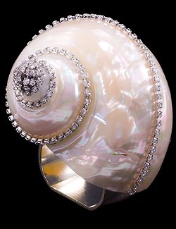 Swarovski Crystal Pearl Turbo Shell Napkin Ring Set - Nautical Luxuries