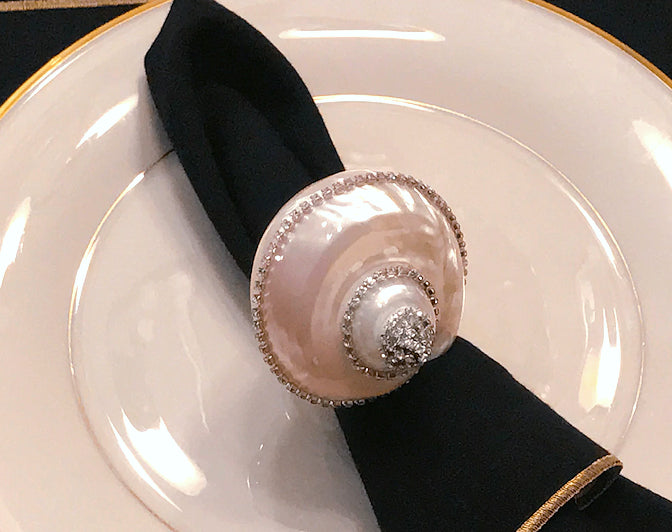 Natural Pearl Turbo Shell Napkin Ring Sets - Nautical Luxuries