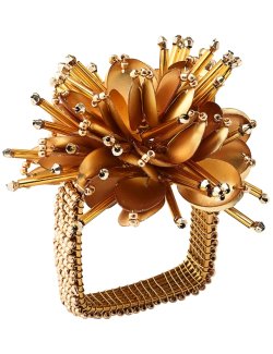 Golden Beaded Napkin Ring Set - Nautical Luxuries