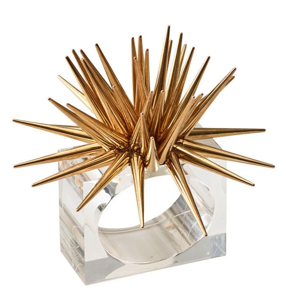 Golden Sea Urchin Napkin Ring Set - Nautical Luxuries